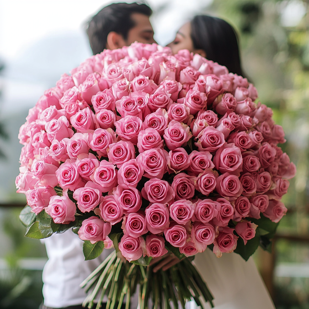 Букет рожева троянда 101 шт.