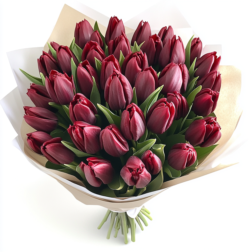 Букет тюльпан бордовий 25 шт.