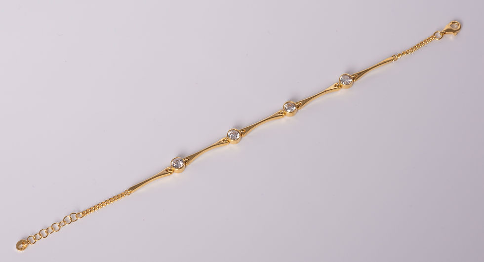 Miniatura: Braccialetto in argento 925 placcato oro con zirconi