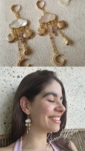 Miniature : Boucles nuage nacre et améthyste Soaya