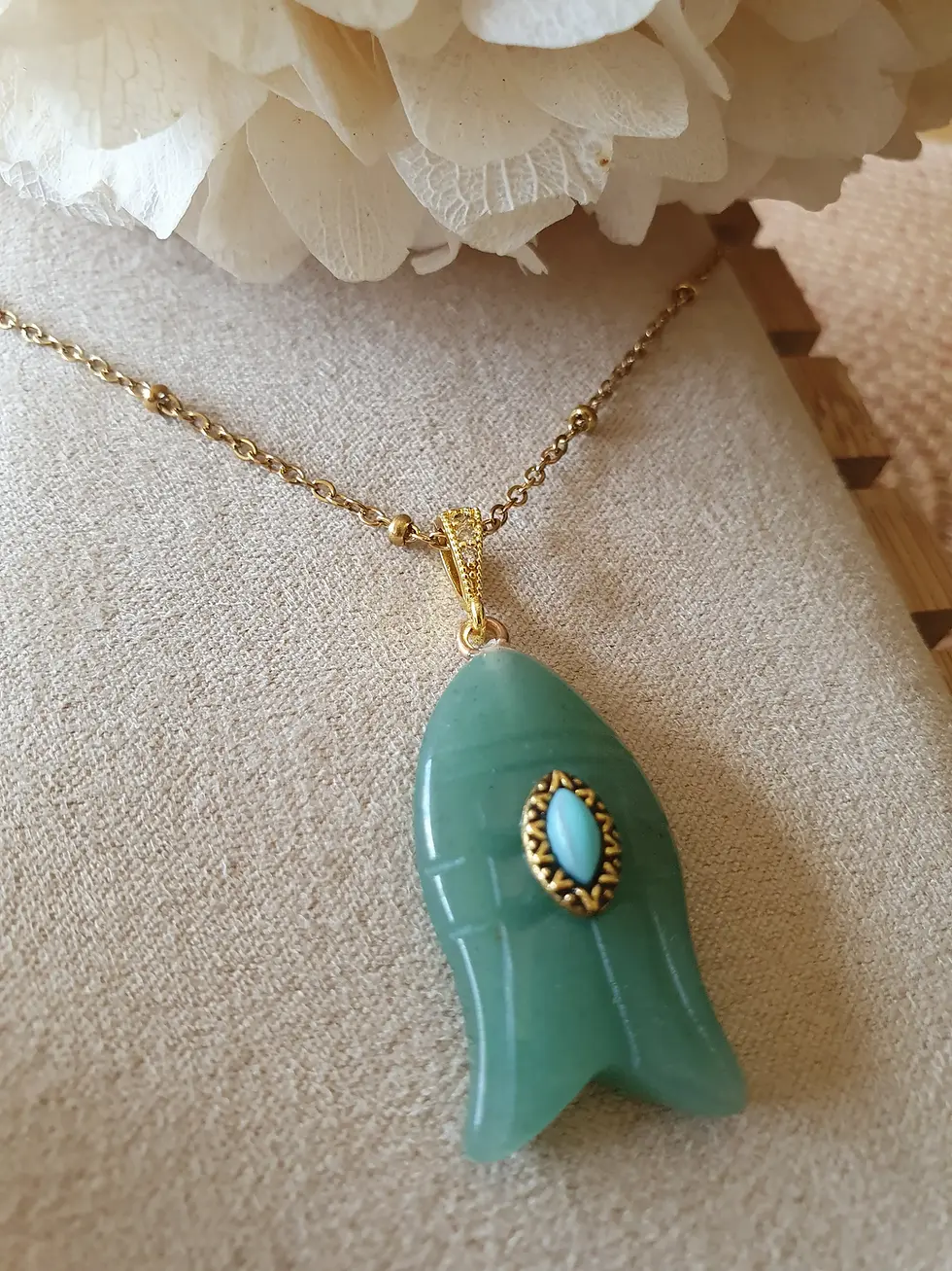 Miniature : Collier poisson Rubis porte-bonheur / 3 pierres fines