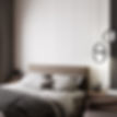 Modern bedroom with minimalist pendant lights