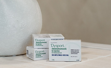 Boxes of Dysport injectable treatment on a table