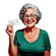 Older woman showing her CalOptima Health card