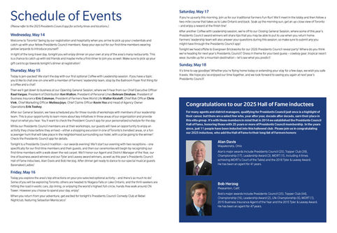 Farmers PC Book 2025 Schedule