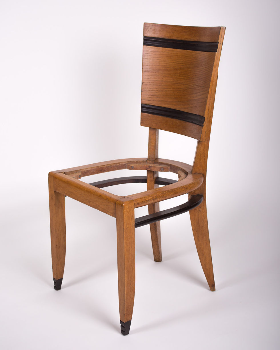 Thumbnail: French modernist set of six chairs in the style of Maxime Old