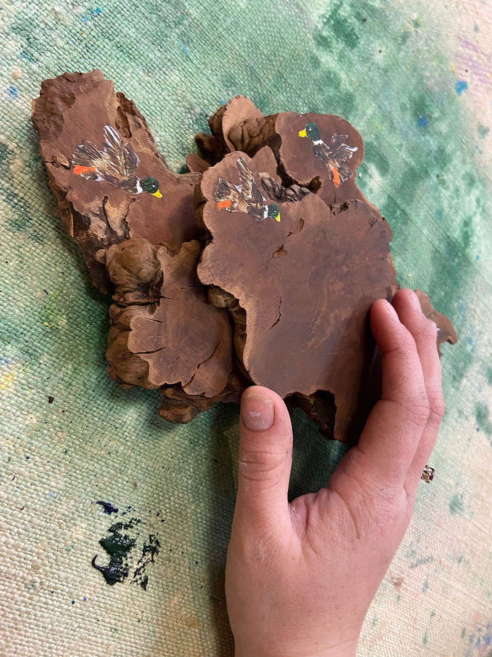 Thumbnail: Duck Burled Walnut Coasters set