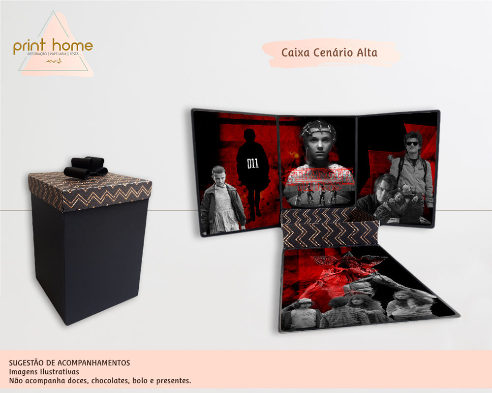 Festa na Caixa Caixa Cenário Caixa Stranger Things Alta