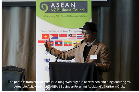 ASEAN Business Forum in Auckland New Zealand Ariestelo Asilo as a Speaker