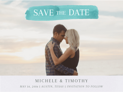 BRUSH STROKE SAVE THE DATE TEAL