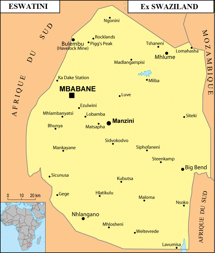 Eswatini ou Swaziland carte.gif