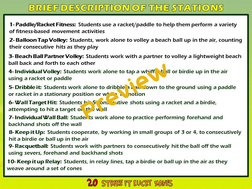 Thumbnail: PE Paddle and Racket Sport Stations- 20 Strike it Lucky Zones