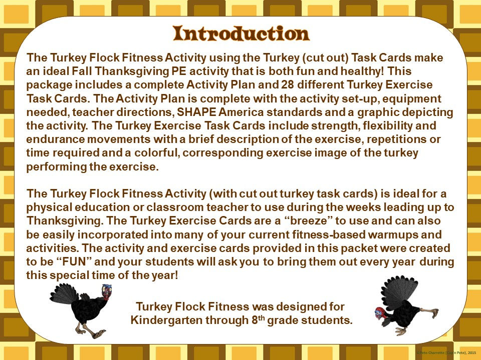 Thumbnail: Turkey Flock Fitness- Activity Plan and Turkey Exercise Task Cards