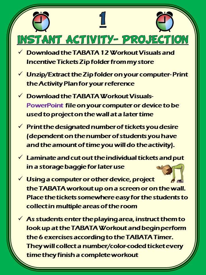 Thumbnail: PE Activity: TABATA (High Intensity Interval Training)- 12 Visuals and Tickets