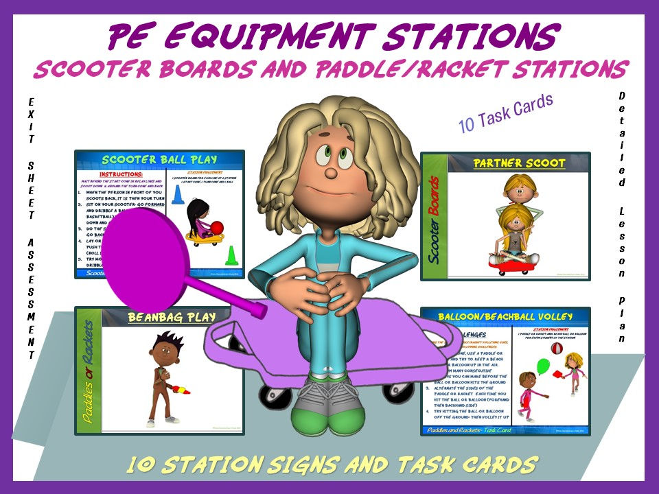 Thumbnail: PE Equipment Stations and Task Cards- Scooter Boards and Paddles/Rackets