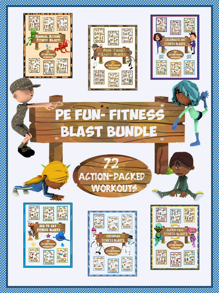 Thumbnail: PE Fun: Fitness Blast BUNDLE- 72 ACTION-PACKED Workouts
