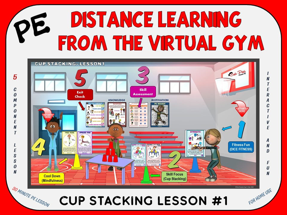 PE Distance Learning from the Virtual Gym- Cup Stacking Lesson #1