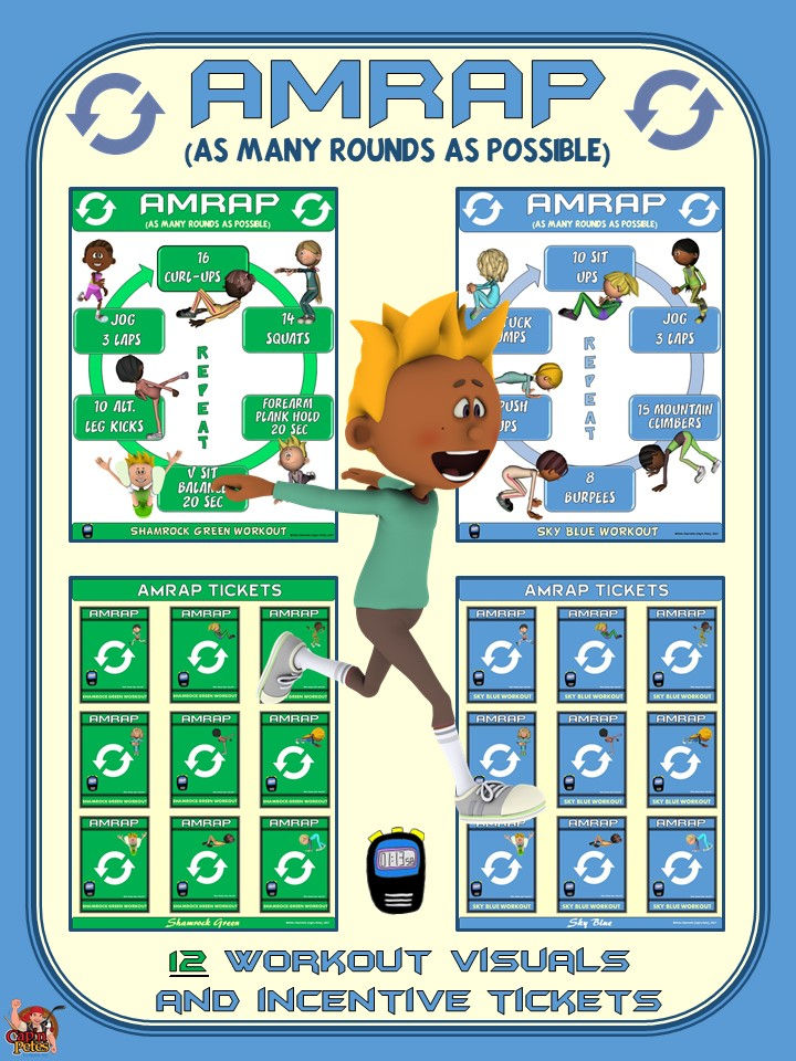 Thumbnail: PE Activity: AMRAP (As Many Rounds as Possible)- 12 Visuals & Incentive Tickets