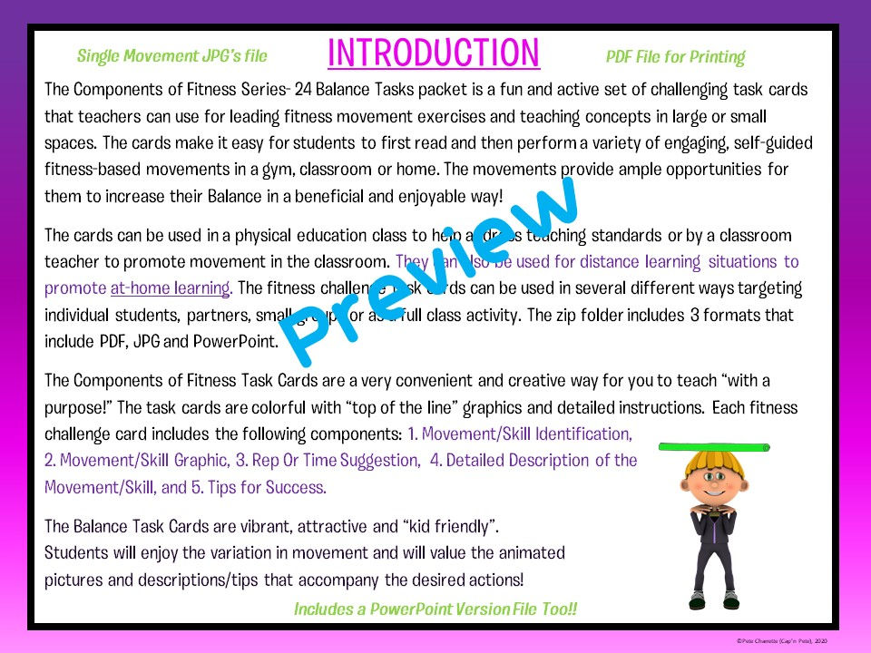 Thumbnail: PE Component of Fitness Task Cards: 24 Balance Movements