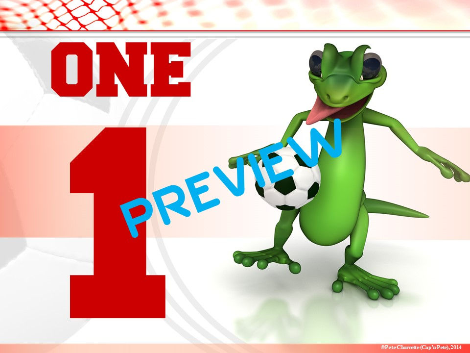 Thumbnail: PE Number Visuals: Soccer Lizard- Full Page Signs and Quarter Page Cards: 1 -32