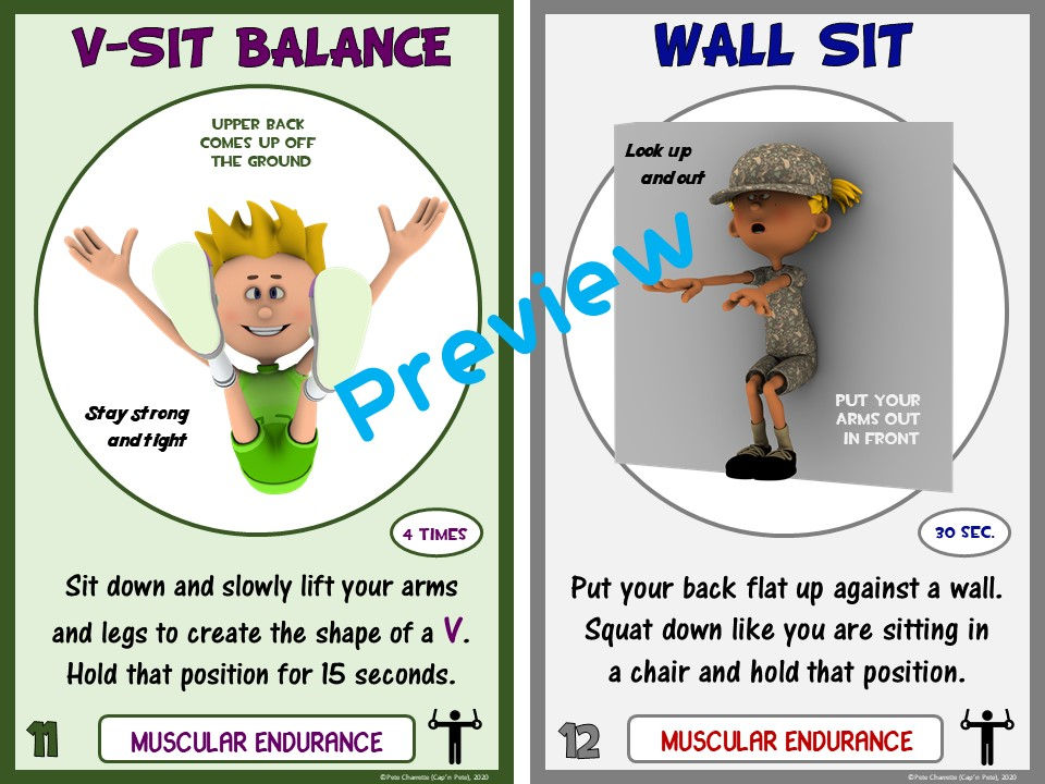 Thumbnail: PE Component of Fitness Task Cards: 24 Muscular Endurance Movements
