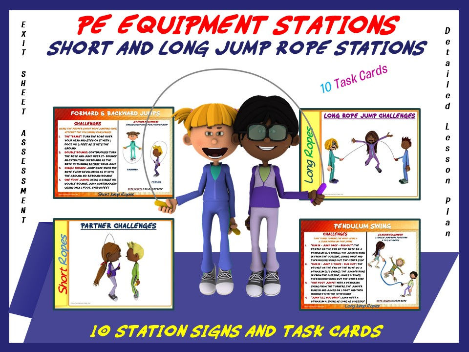 Thumbnail: PE Equipment Stations and Task Cards- Short and Long Jump Ropes