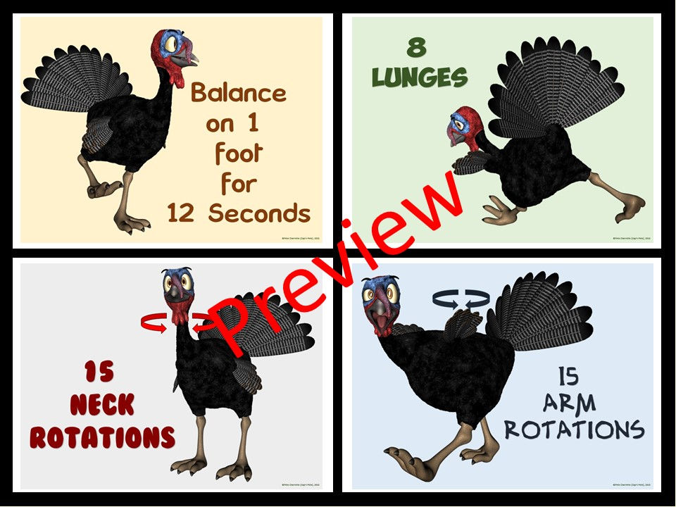 Thumbnail: Turkey Flock Fitness- Activity Plan and Turkey Exercise Task Cards