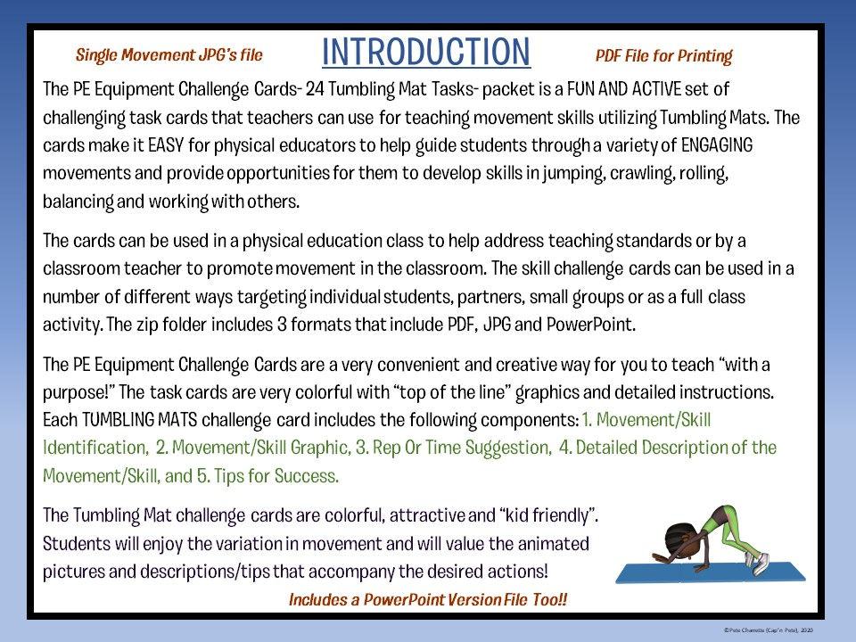 Thumbnail: PE Equipment Challenge Cards - 24 Tumbling Mat Tasks (includes Pow