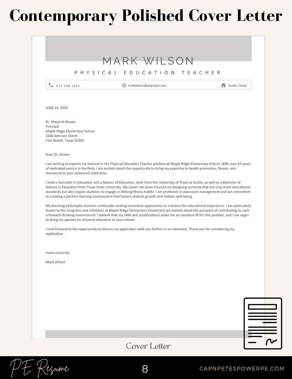 Thumbnail: Physical Education Resume Template: Contemporary Polished Format