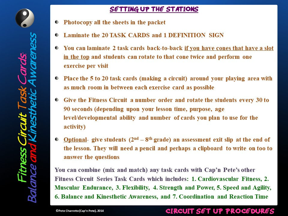 Thumbnail: Fitness Circuit Task Cards: Balance and Kinesthetic Awareness