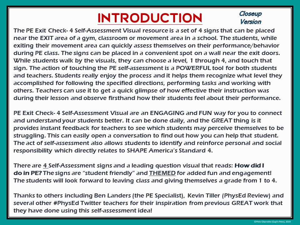 Thumbnail: PE Exit Check- 4 Self-Assessment Visuals- Superkid Version