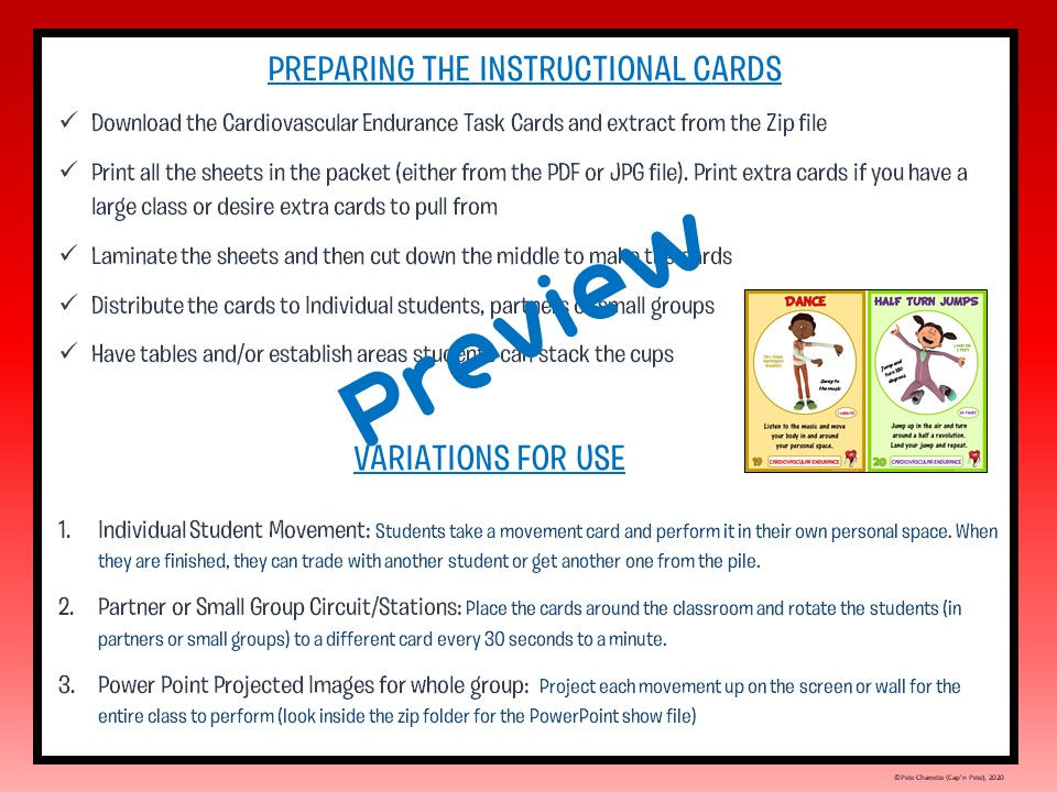 Thumbnail: PE Component of Fitness Task Cards: 24 Cardiovascular Endurance Movements
