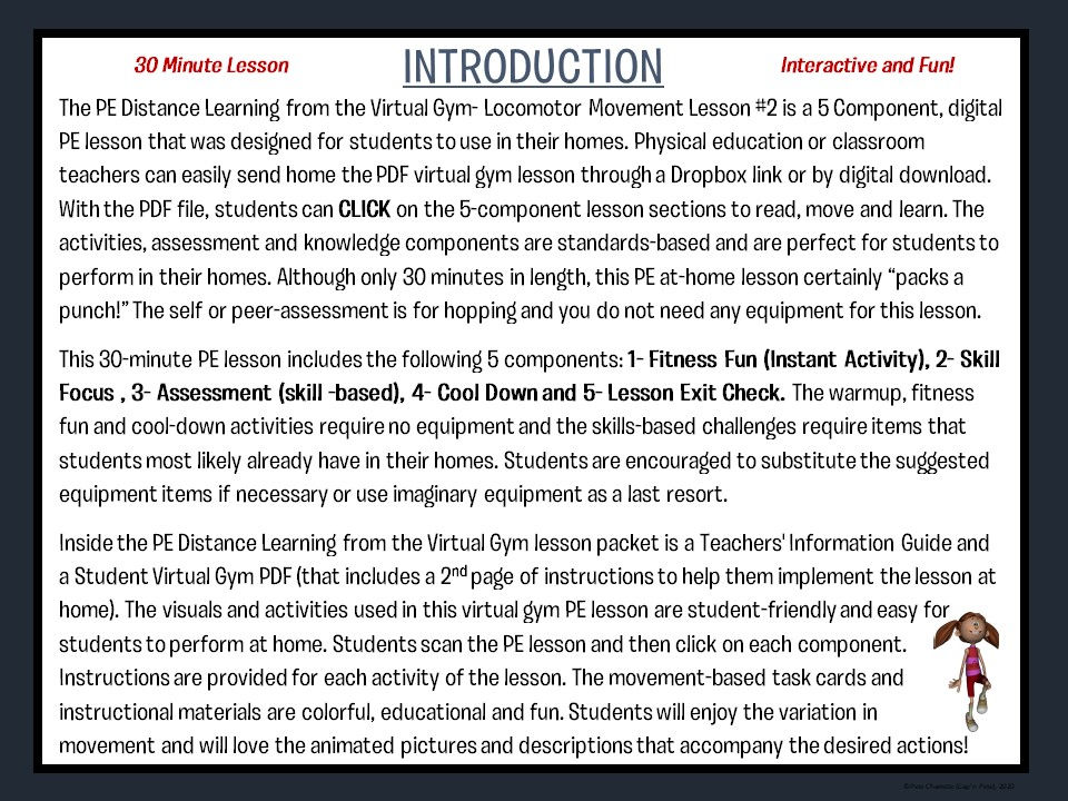 Thumbnail: PE Distance Learning from the Virtual Gym- Locomotor Movement Lesson #2
