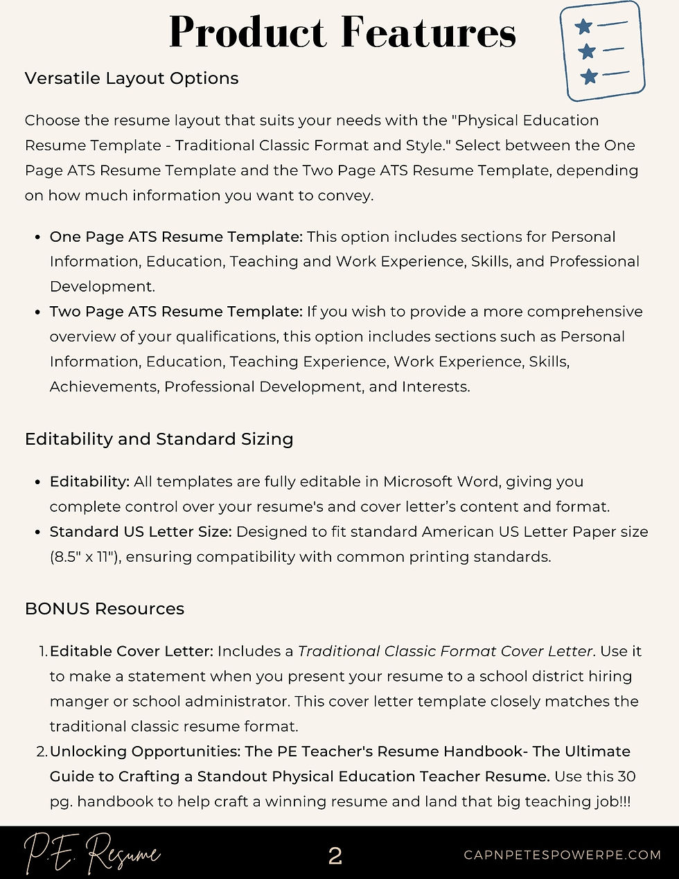 Thumbnail: Physical Education Resume Template: Traditional Classic Format