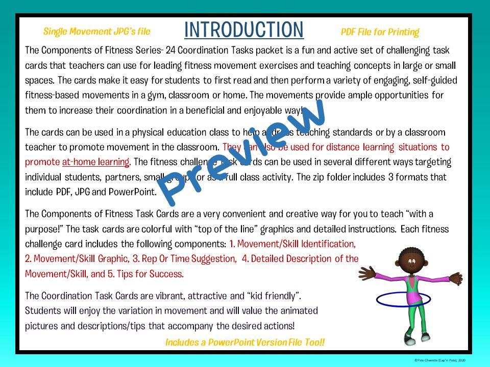 Thumbnail: PE Component of Fitness Task Cards: 24 Coordination Movements
