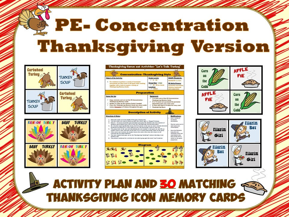 Thumbnail: PE Concentration: Thanksgiving Version- Activity Plan with 30 Matching Cards