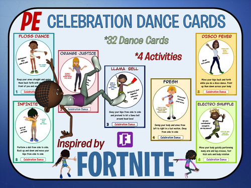 Fortnite Inspired Celebration Dance Cards- 32 Dance Visuals with ...