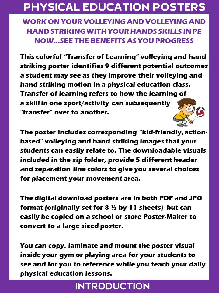 Thumbnail: PE Poster: Transfer of Learning Visual- Learning to VOLLEY in PE can help you...