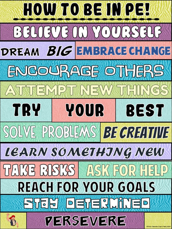 Thumbnail: PE Poster: WORDS MATTER- "How to BE in PE!" Visual