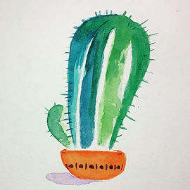 Watercolor on Paper - Cactus