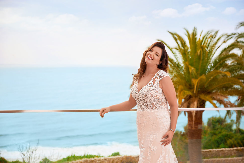Thumbnail: levi tres chic bridal studio fitted straps vneck detailed back lace
