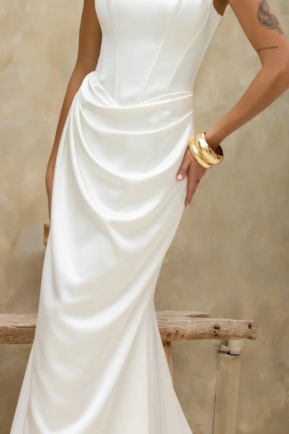 Thumbnail: katara miss chloe bridal studio plain rouched square neck