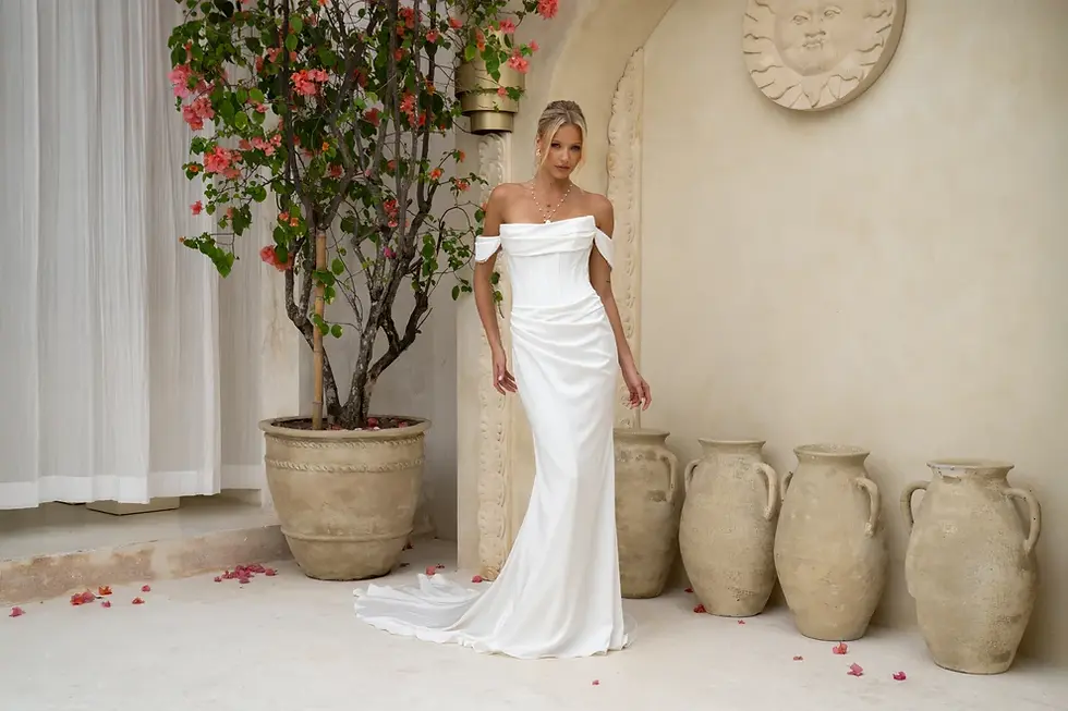 millie bridal studio strapless corset satin rouched miss chloe