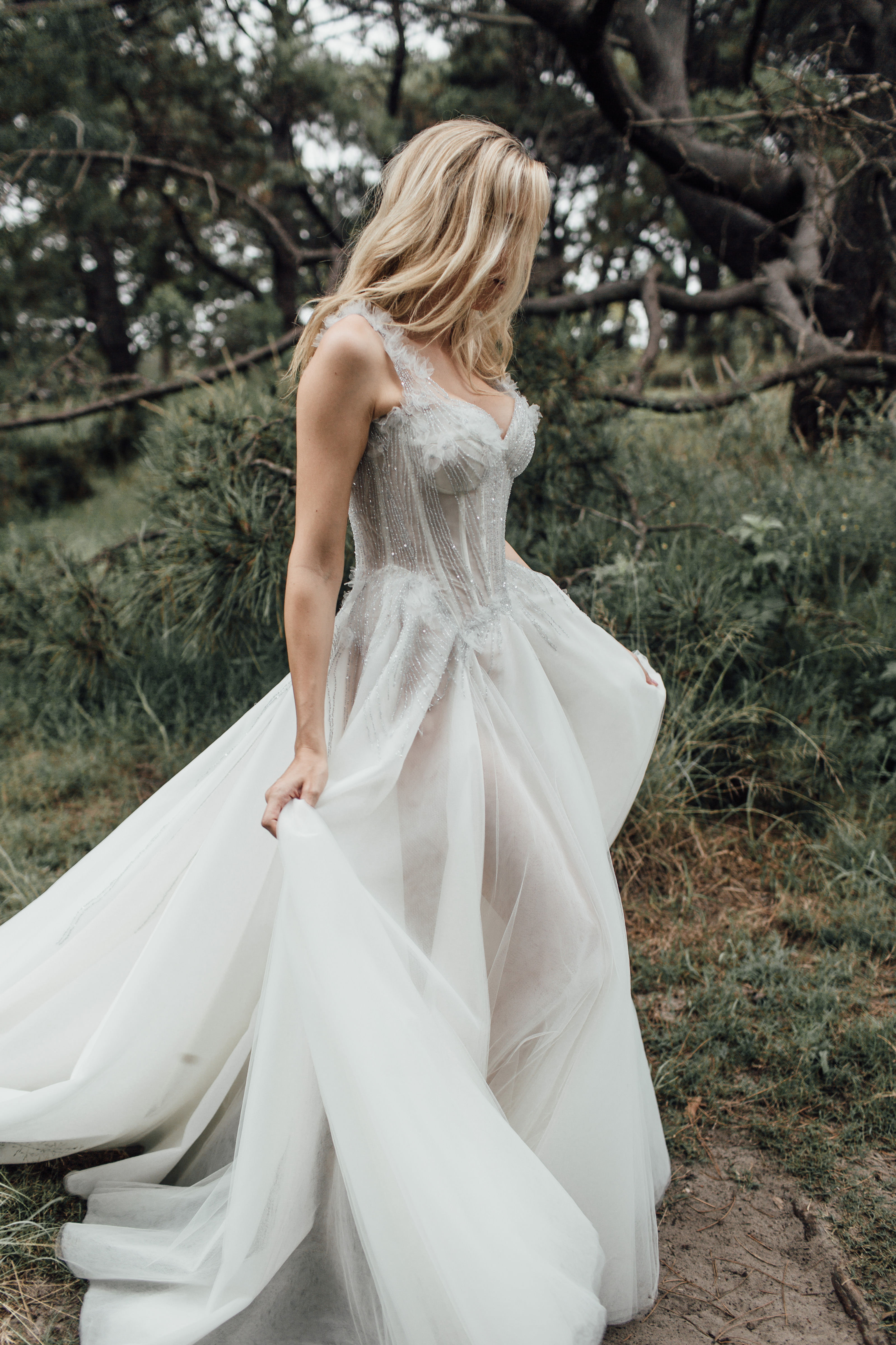 ivonn bridal studio tulle metallic ball gown drop waist