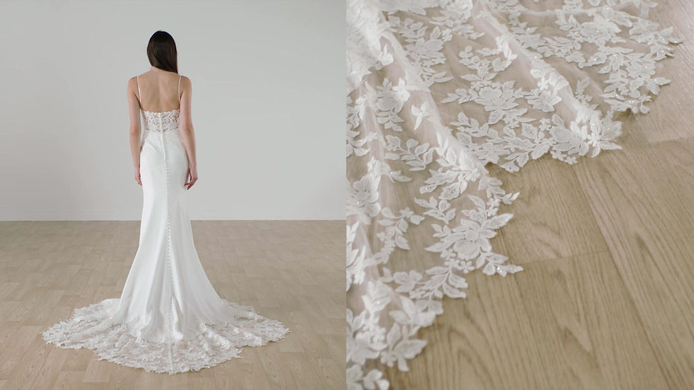 Thumbnail: santana bridal studio stella york satin lace fitted