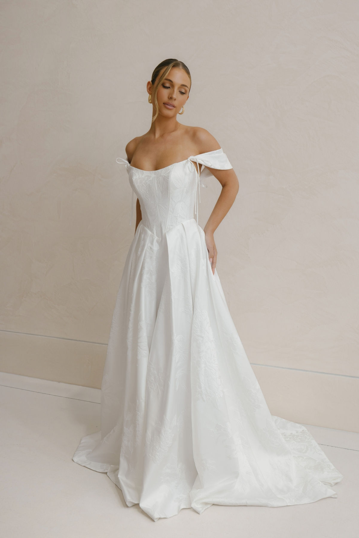 adrienne miss chloe Jacquard bridal studio strapless basque waist