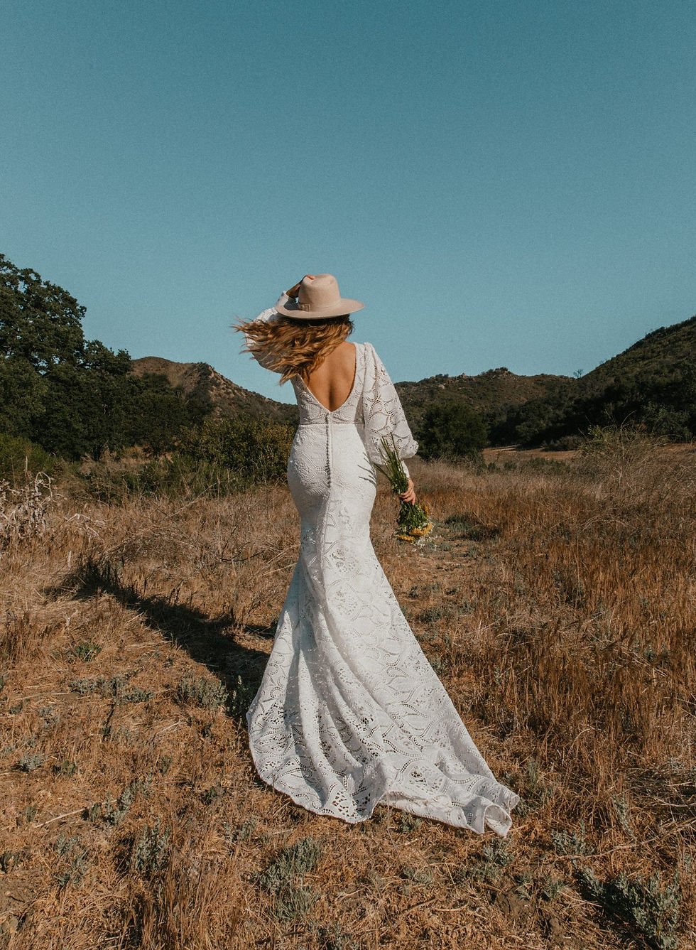 Thumbnail: aston all who wonder bridal studio lace sleeves boho
