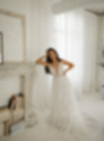 bridal studio wander jorja v-neck a-line floral botanical whimsical unique plunge soft sequin curvy elope boho