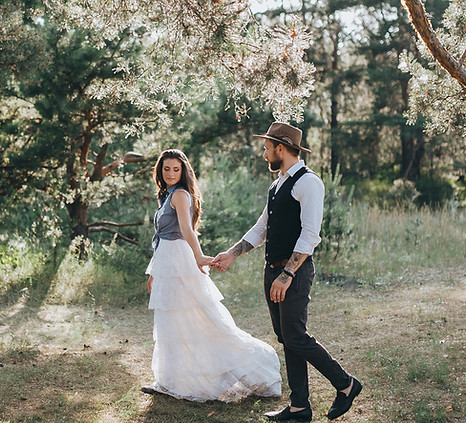 Couple in forest wedding
