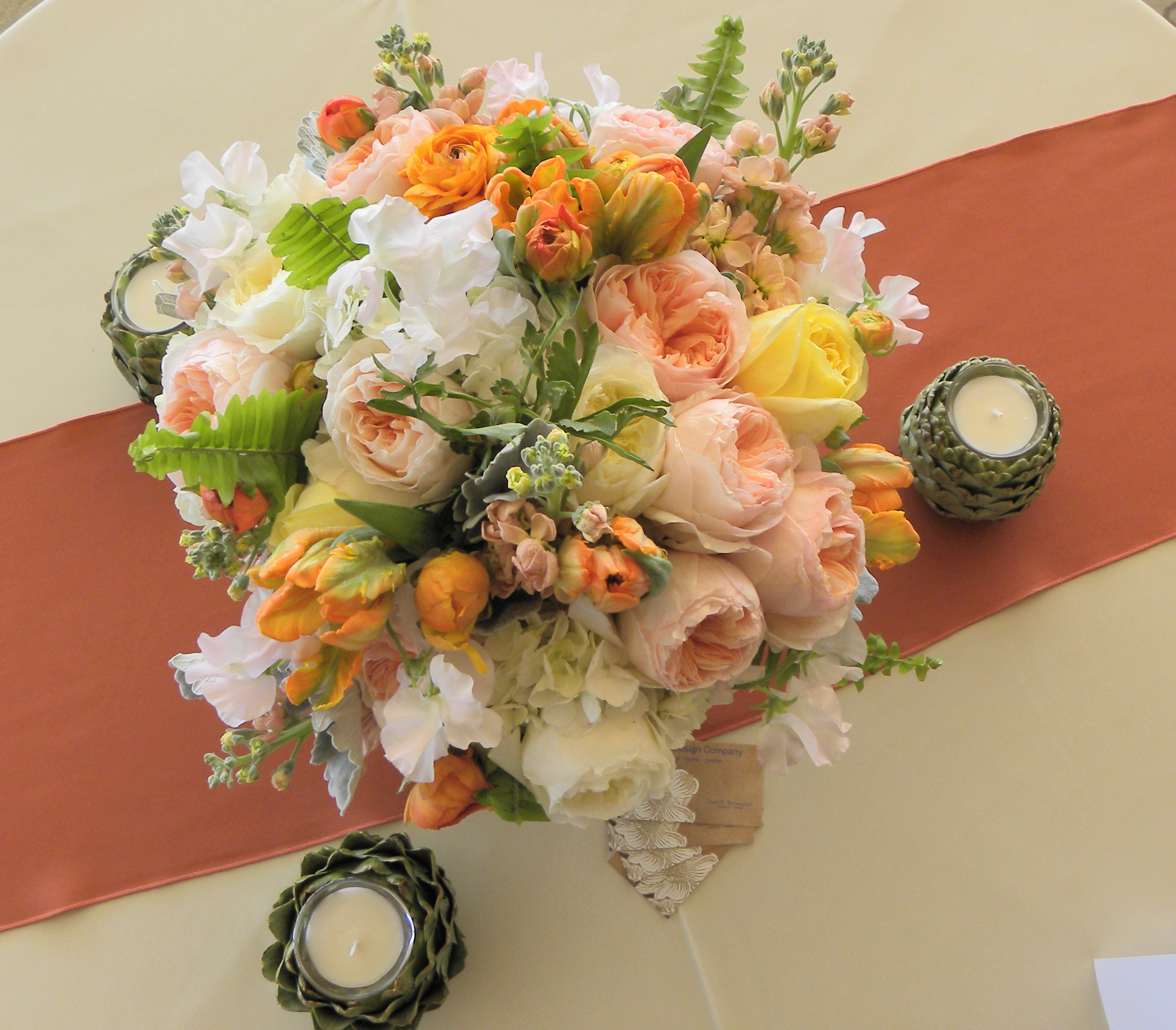 Spring flowers with artichokes